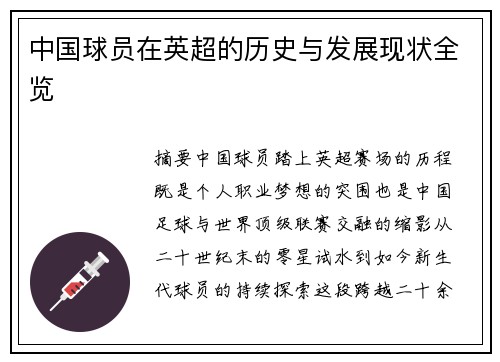 中国球员在英超的历史与发展现状全览