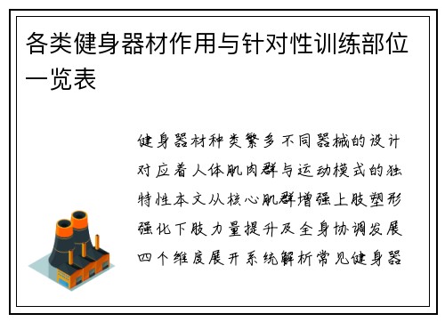 各类健身器材作用与针对性训练部位一览表